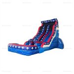 American Flag Double Lane Inflatable Water Slide with Pool