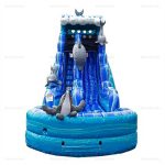 Commercial Dolphin Inflatable Water Slide with Detachable Pool