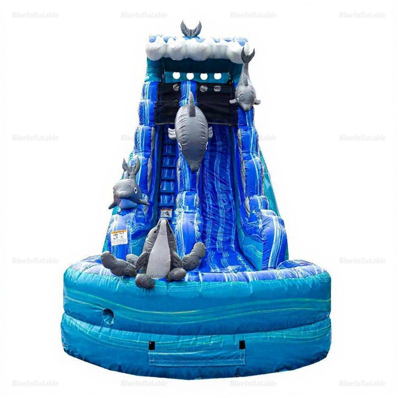 Commercial Dolphin Inflatable Water Slide with Detachable Pool