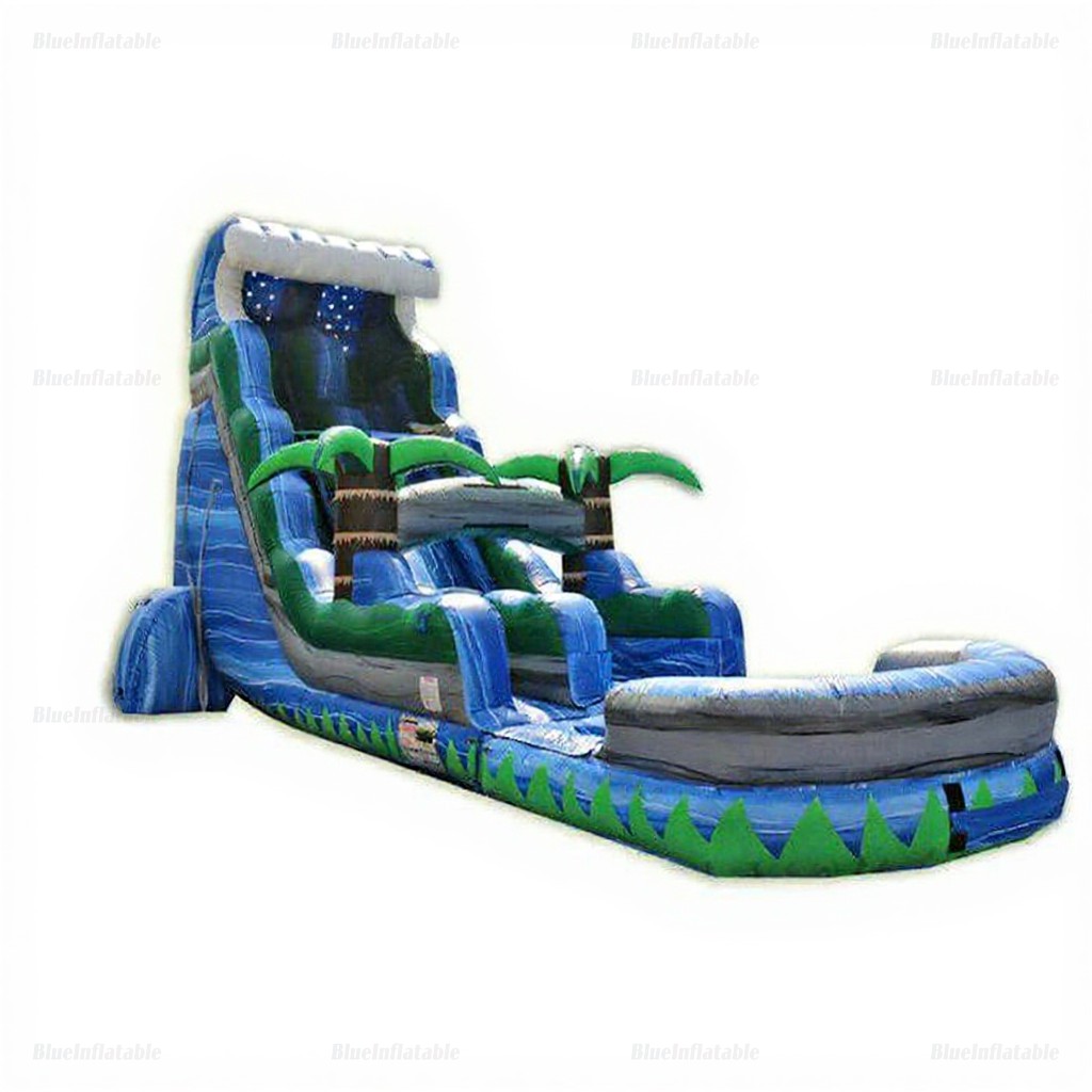 Blue Inflatable Kids Pool with Slide and Double Stitching - Image 2
