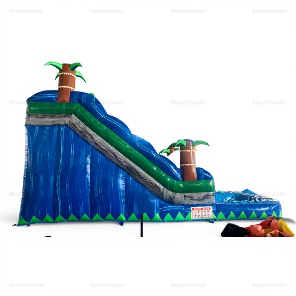 Tropical Blue Palm Inflatable Water Slide & Pool Bouncer - Image 3
