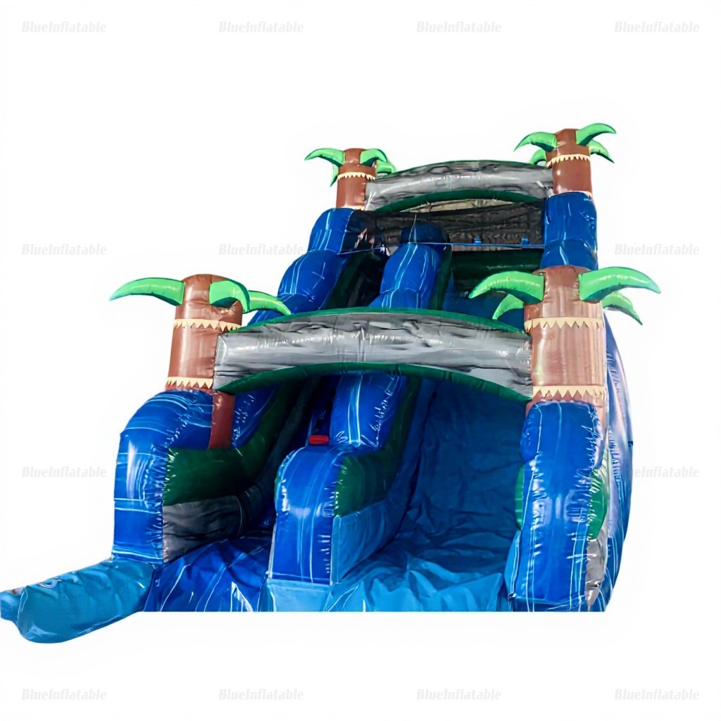 Tropical Blue Palm Inflatable Water Slide & Pool Bouncer - Image 7