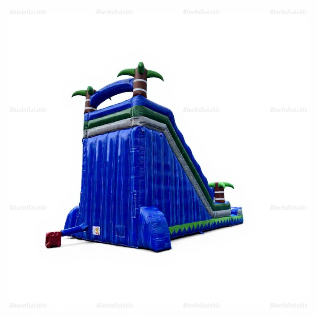 Blue Marble Wave Jungle Inflatable Water Slide with Pool - Image 2