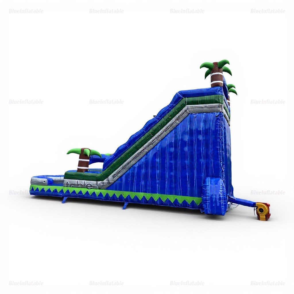 Blue Marble Wave Jungle Inflatable Water Slide with Pool - Image 9