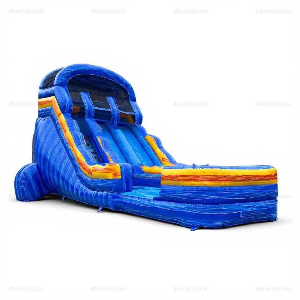 Dual Lane Commercial Inflatable Water Slide & Pool Combo