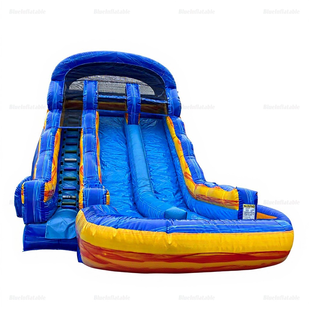 Dual Lane Commercial Inflatable Water Slide & Pool Combo - Image 2