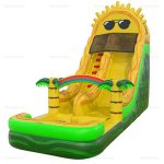 Palm & Rainbow Inflatable Water Slide with Pool