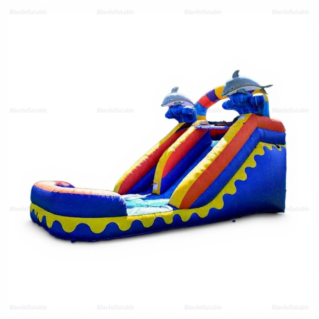 Dolphin Splash Commercial Inflatable Water Slide with Deep Pool