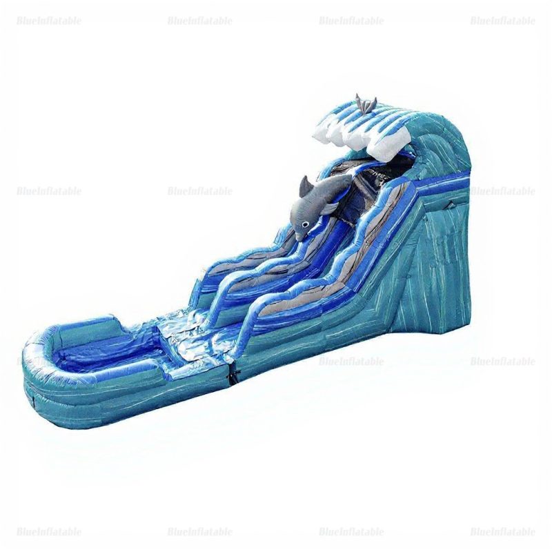 Dolphin Inflatable Water Slide with Splash Pool