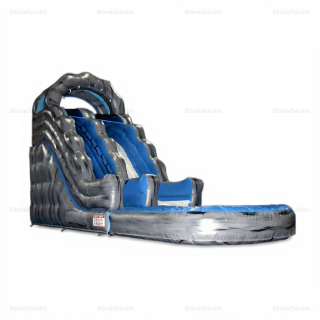 Gray Marble Inflatable Wave Water Slide for Kids Parties