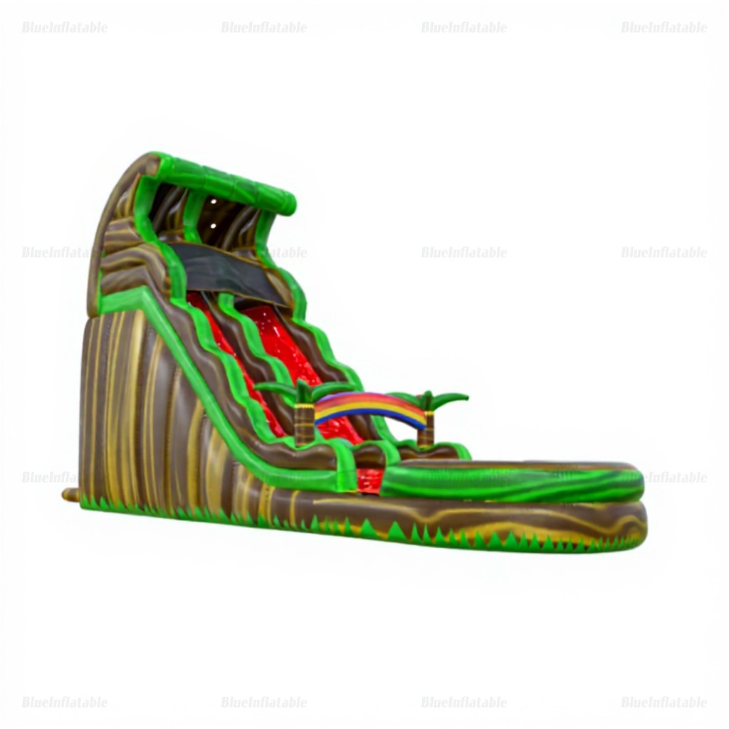 Green Wave Single Lane Inflatable Water Slide with Pool - Image 2