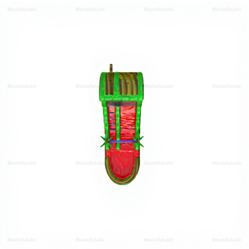 Green Wave Single Lane Inflatable Water Slide with Pool - Image 3