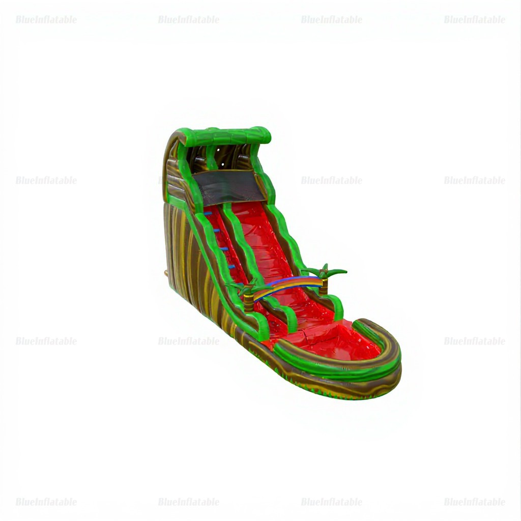 Green Wave Single Lane Inflatable Water Slide with Pool - Image 5