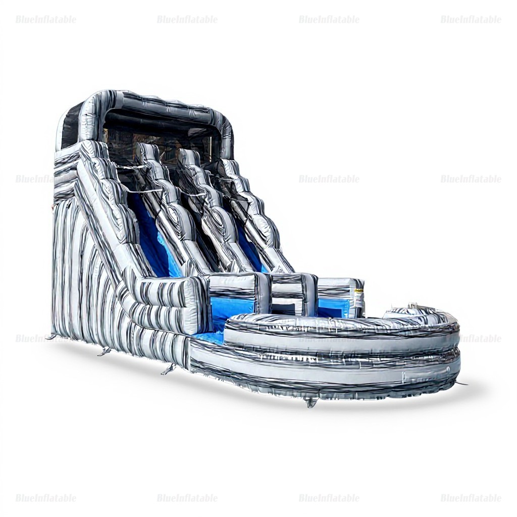 Grey Marble Inflatable Water Slide with Pool