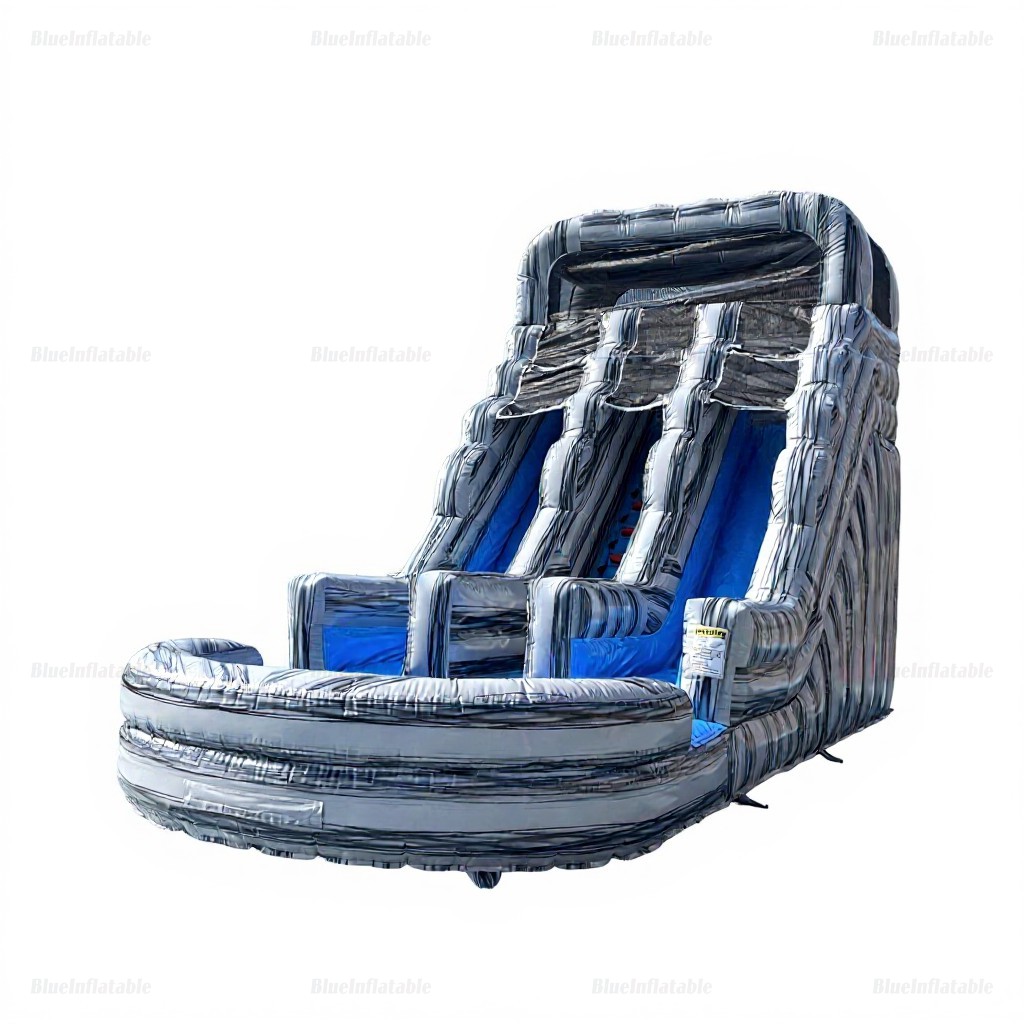 Grey Marble Inflatable Water Slide with Pool - Image 5