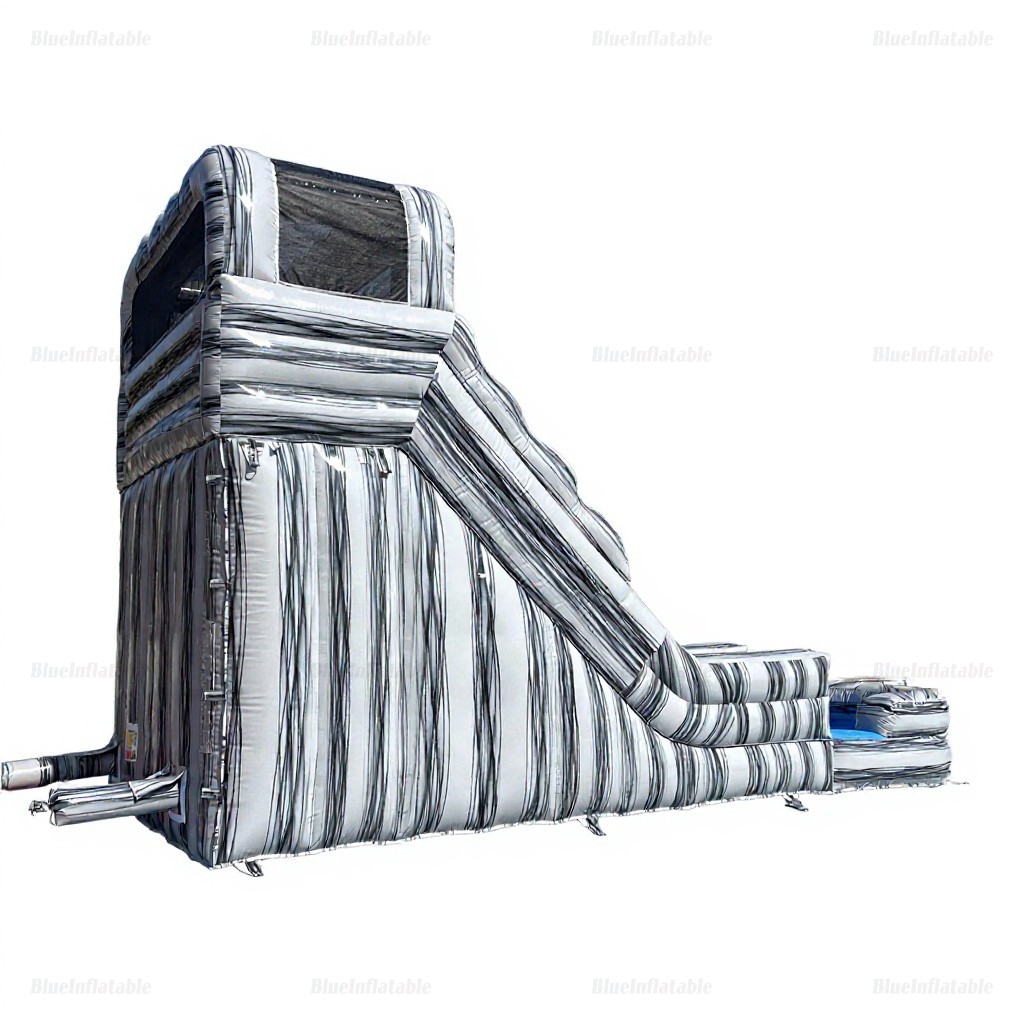 Grey Marble Inflatable Water Slide with Pool - Image 7