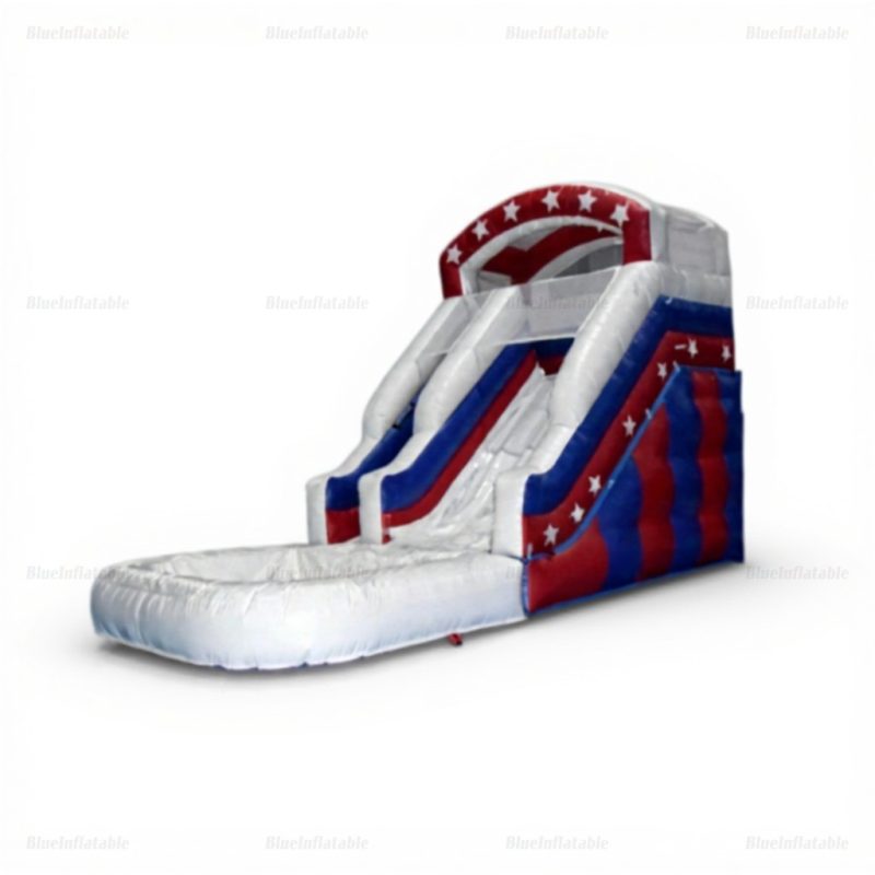 Stars & Moon Single Lane Inflatable Water Slide with Pool