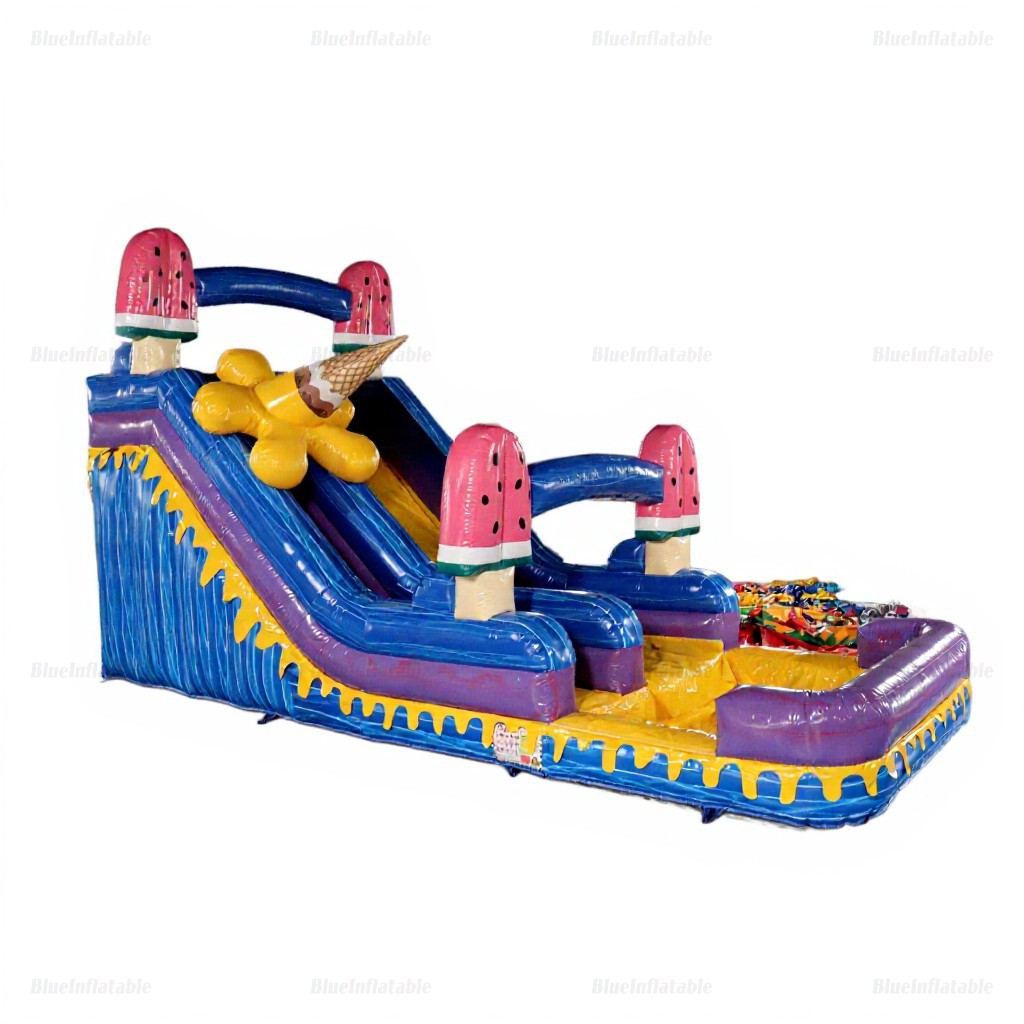 Ice Cream Commercial Inflatable Water Slide with Pool
