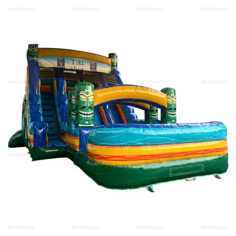 Tiki Shot Triple Lane Inflatable Water Slide & Pool Set
