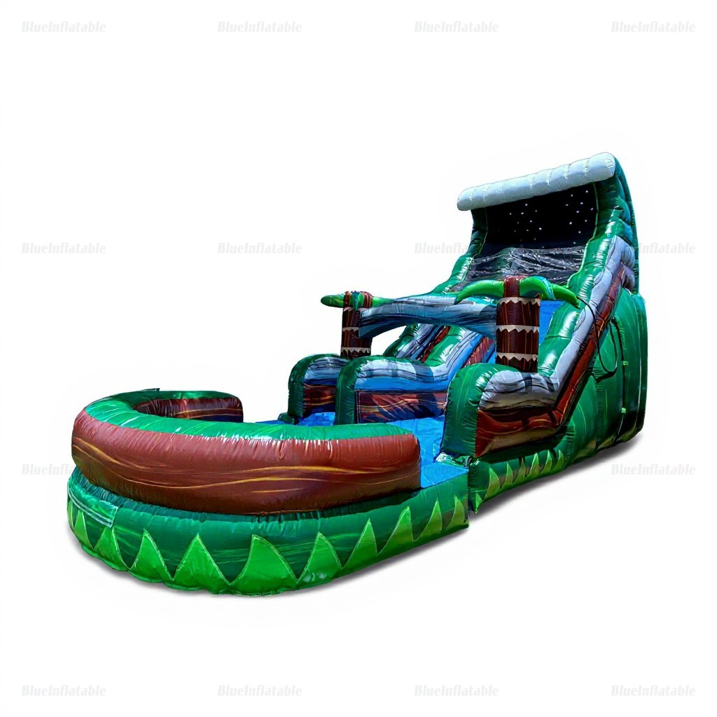 Double Cannon Curve Inflatable Water Slide & Bounce Castle