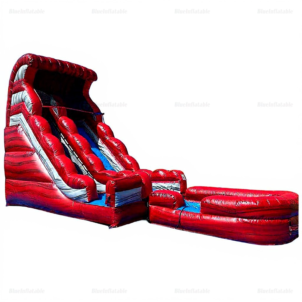 Red Marble Commercial Inflatable Water Slide with Splash Pool