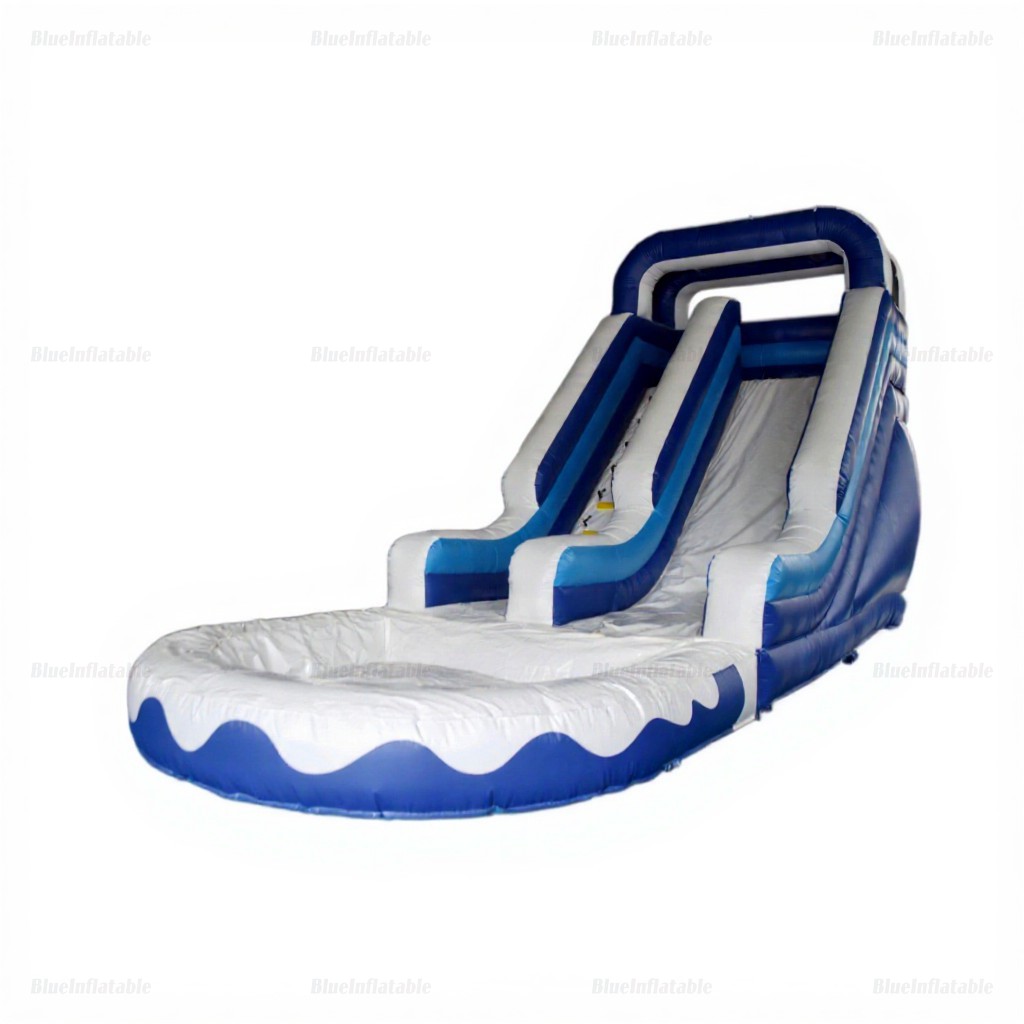 Large Commercial Blue & White Inflatable Waterslide with Pool