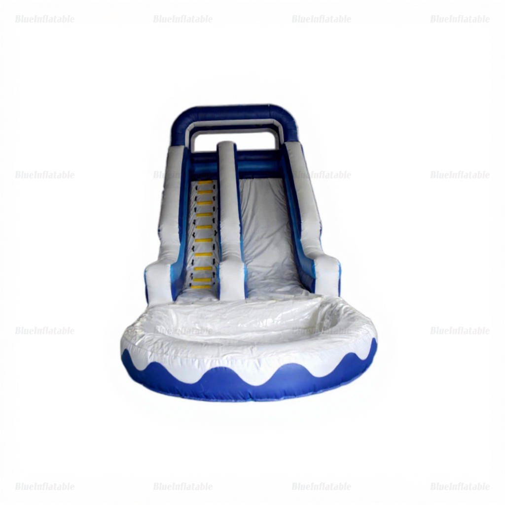 Large Commercial Blue & White Inflatable Waterslide with Pool - Image 2
