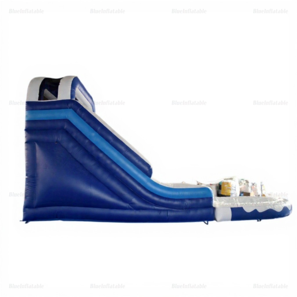Large Commercial Blue & White Inflatable Waterslide with Pool - Image 5