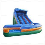 Dual Lane Curved Ocean Wave Inflatable Water Slide with Pool
