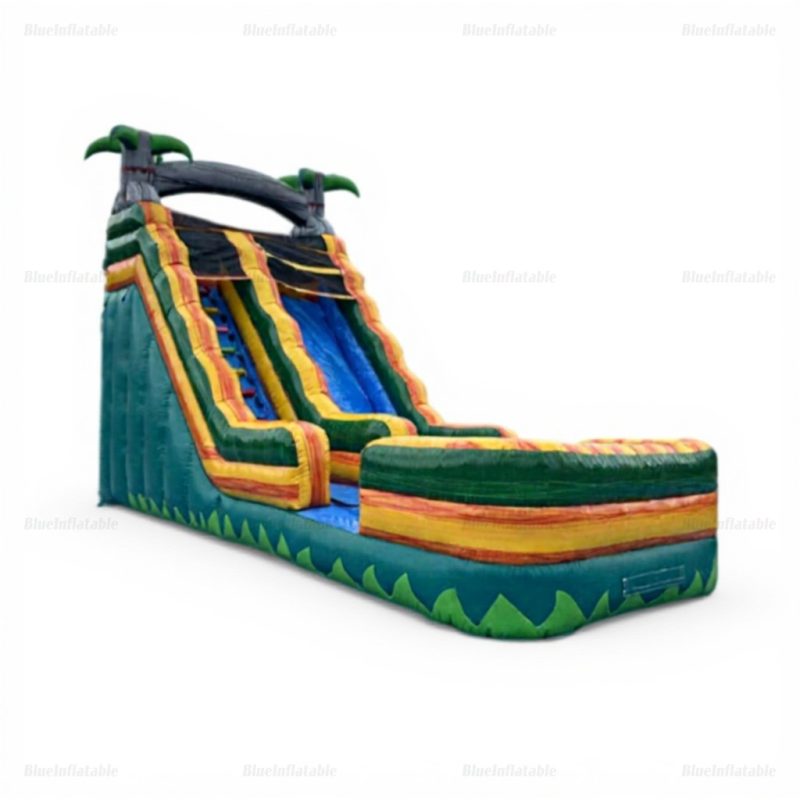 Palm Tree Commercial Inflatable Water Slide with Splash Pool