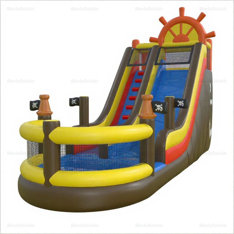 Pirate Ship Inflatable Water Slide with Pool