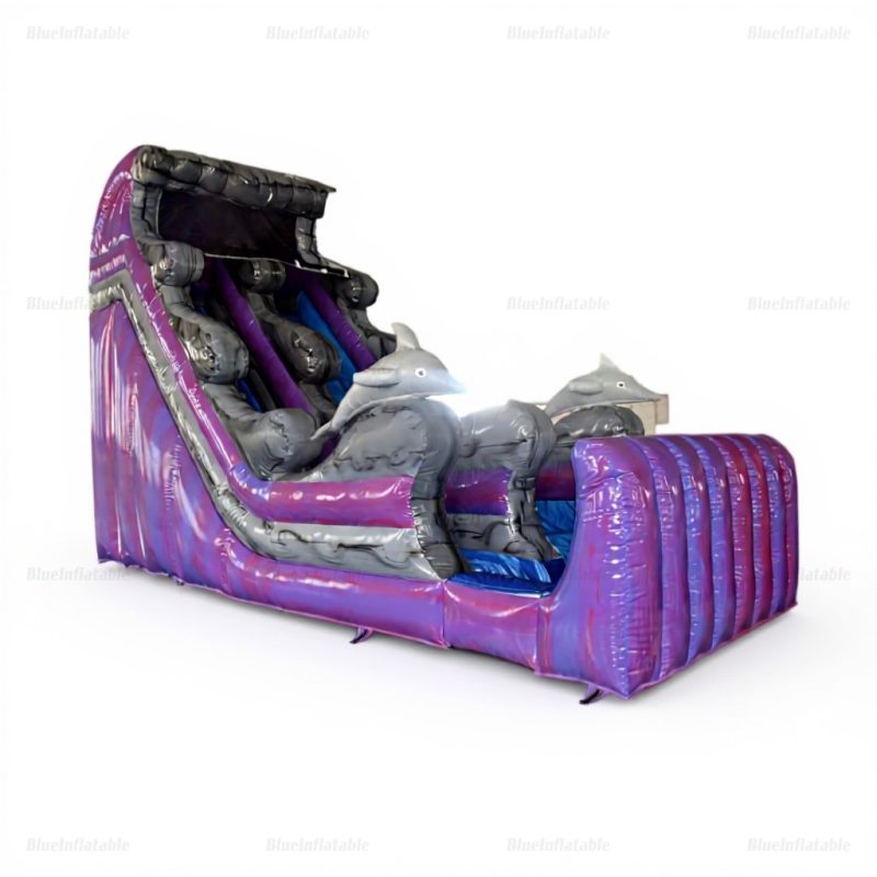 Purple Wave Single Lane Dolphin Inflatable Water Slide