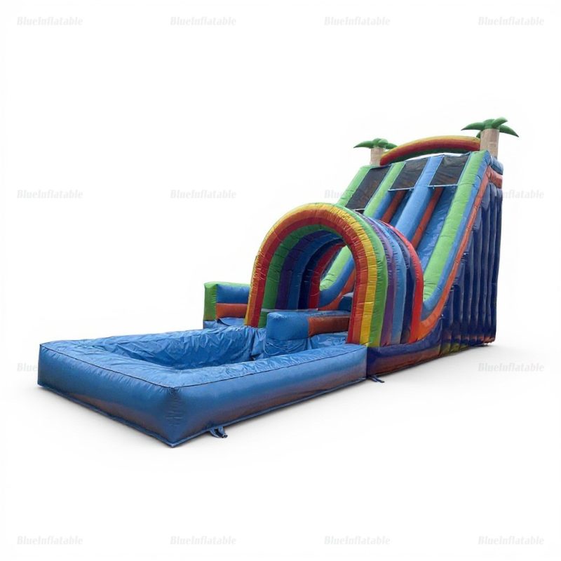 Rainbow Double Splash Inflatable Water Slide & Jumping Castle