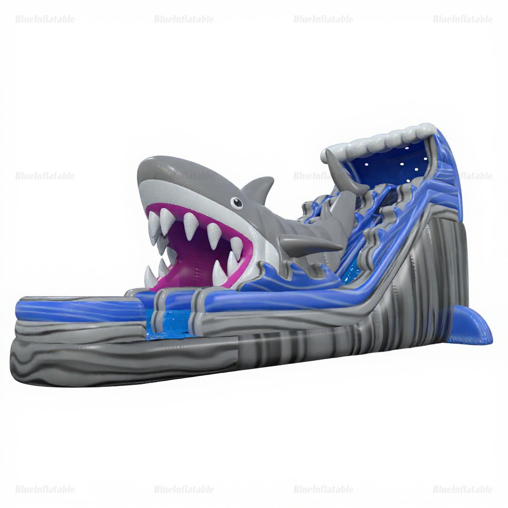 Deluxe Shark Double Inflatable Water Slide & Splash Pool