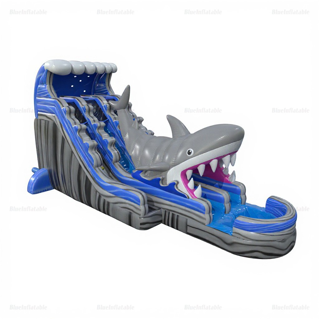 Deluxe Shark Double Inflatable Water Slide & Splash Pool - Image 5