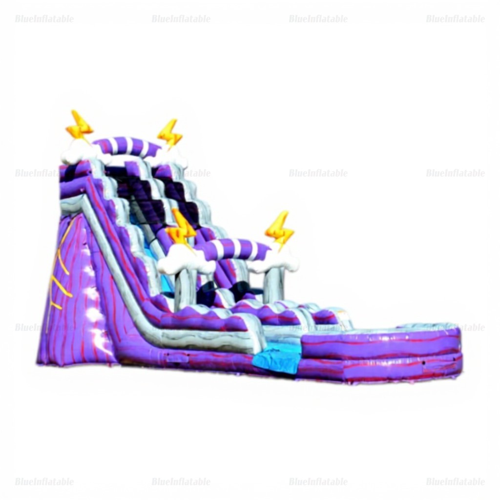 Purple Lightning Thunderstorm Inflatable Water Slide with Pool