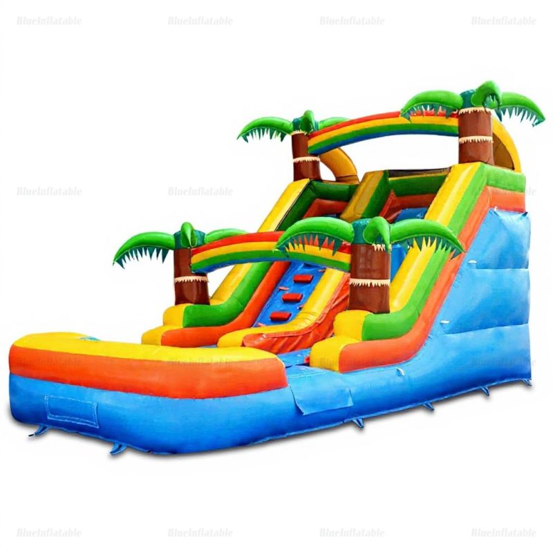 Tropical Commercial Inflatable Water Slide & Pool Combo