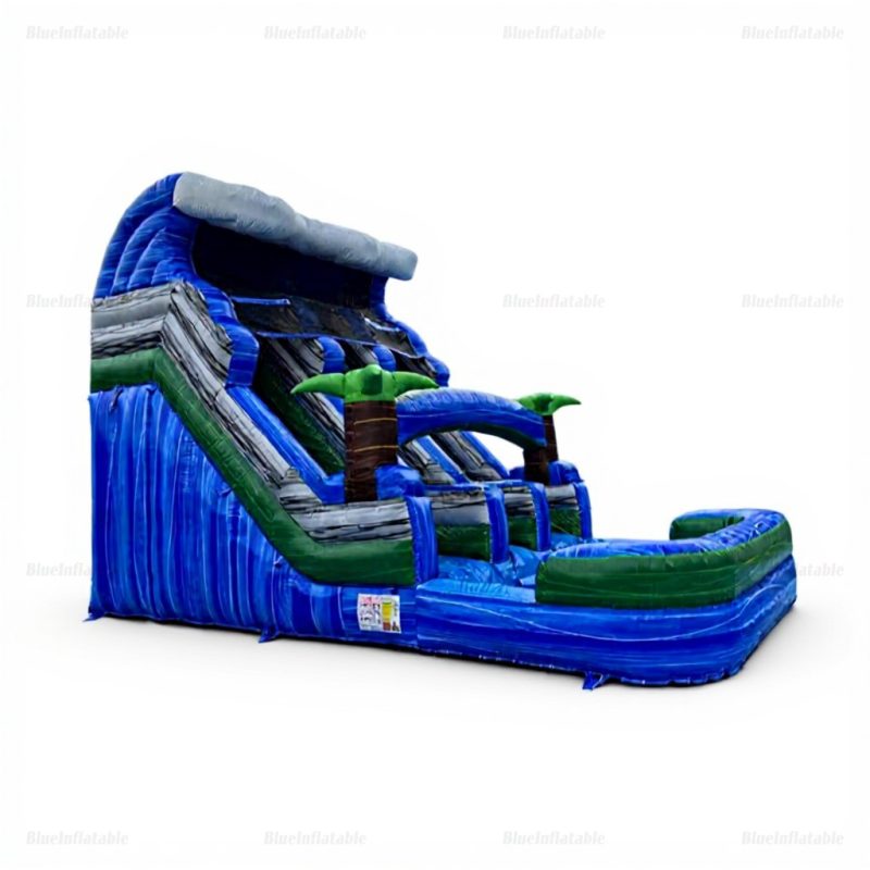 Tropical Inflatable Water Slide & Bounce House with Pool