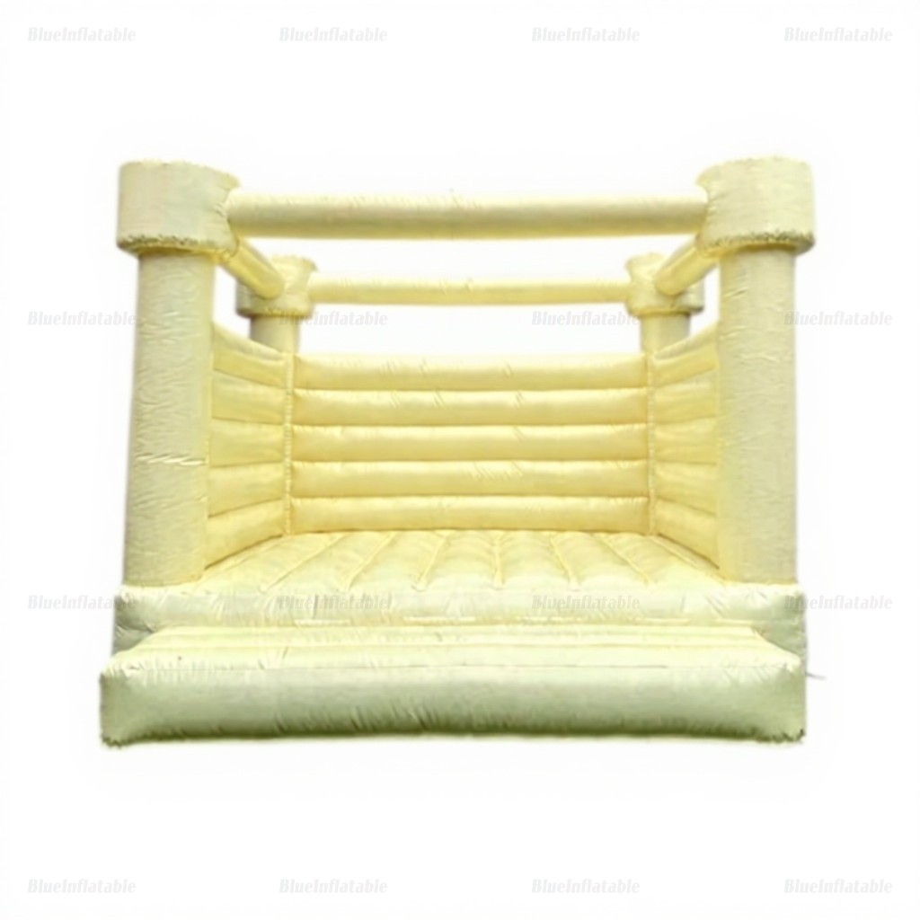 Pastel White and Light Yellow Commercial Inflatable Bounce Castle - Image 2