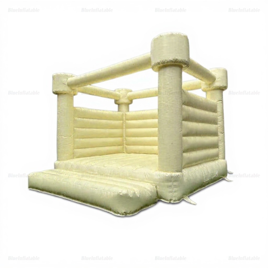 Pastel White and Light Yellow Commercial Inflatable Bounce Castle - Image 3
