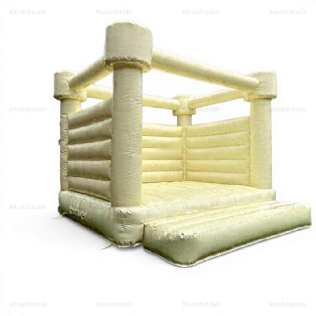Pastel White and Light Yellow Commercial Inflatable Bounce Castle - Image 4