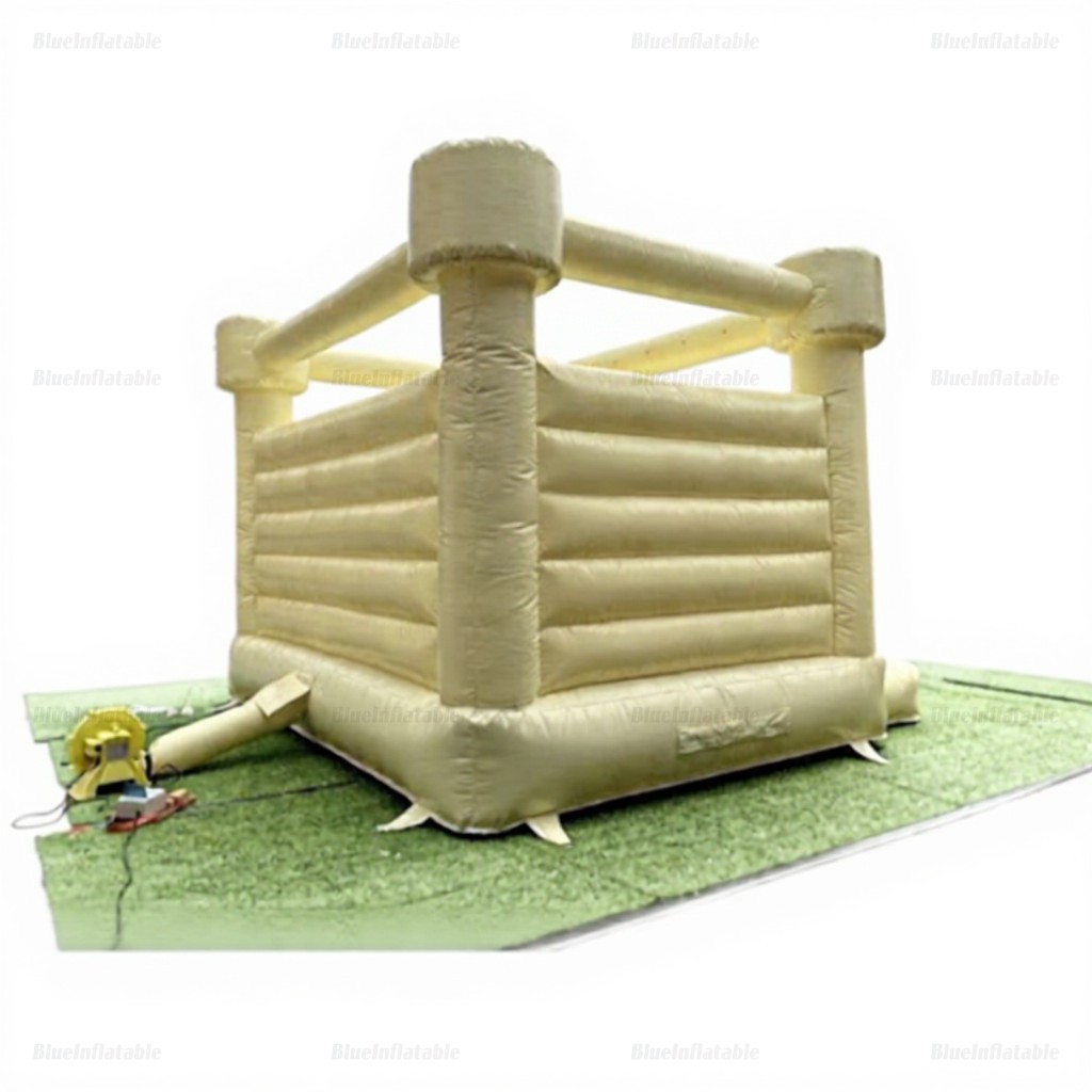 Pastel White and Light Yellow Commercial Inflatable Bounce Castle - Image 5