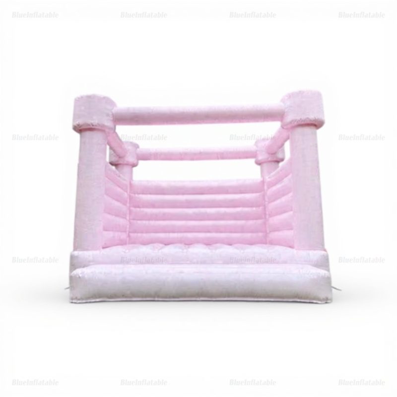 Pastel Pink Commercial Bounce House with Slide