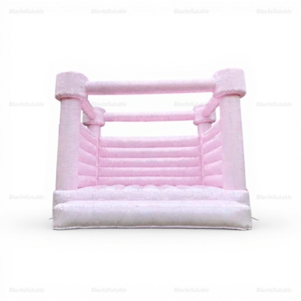 Pastel Pink Commercial Bounce House with Slide