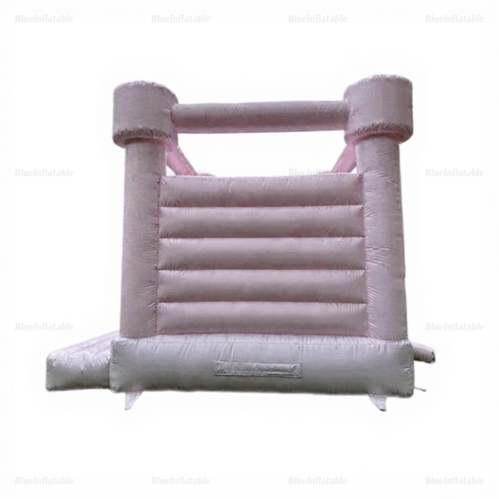 Pastel Pink Commercial Bounce House with Slide - Image 4