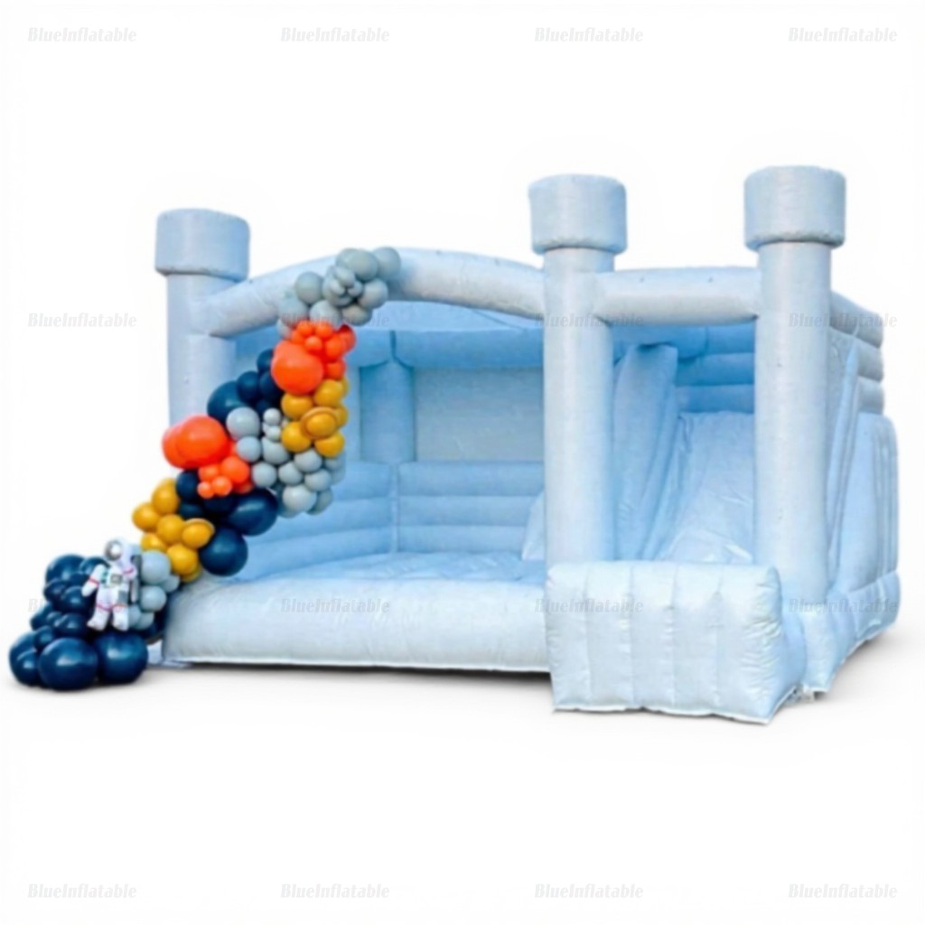 Pastel Blue Inflatable Bounce House & Slide Combo