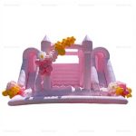 Pastel Pink Inflatable Castle with Slide & Ball Pit
