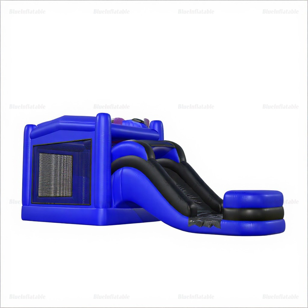 Blue Inflatable Water Slide & Bounce House Combo Rental - Image 2