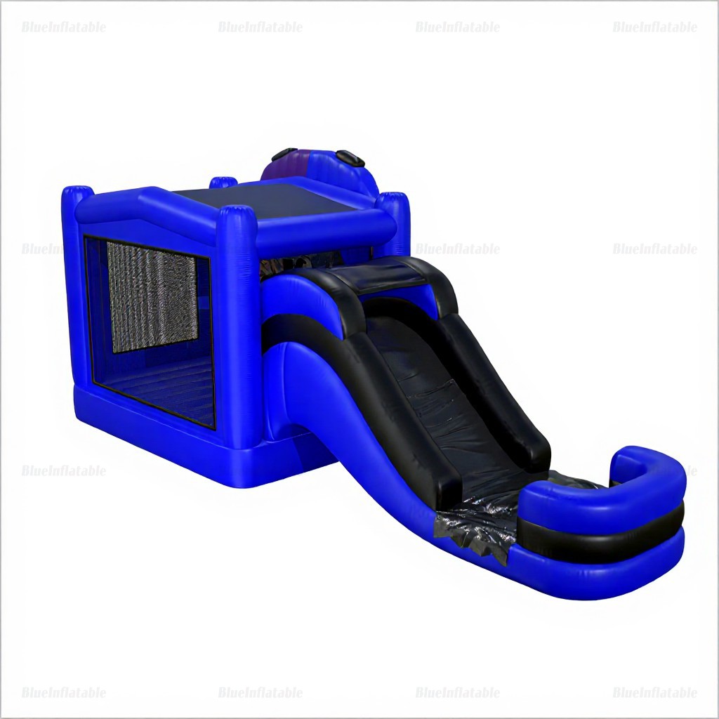 Blue Inflatable Water Slide & Bounce House Combo Rental - Image 5