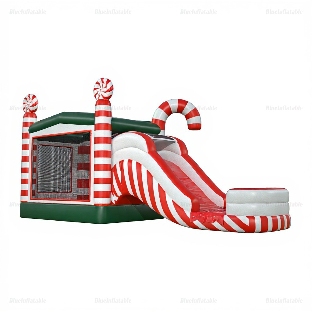 Candy Cane Christmas Inflatable Bounce House & Water Slide Combo - Image 2